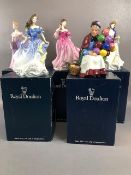 Royal Doulton figures, 5 figurines with certificates and boxes, Rebecca 4041 1998, Lauren 3975 1999,