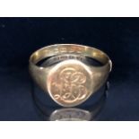 18ct Gold signet ring (as found) total weight approx 4.4g