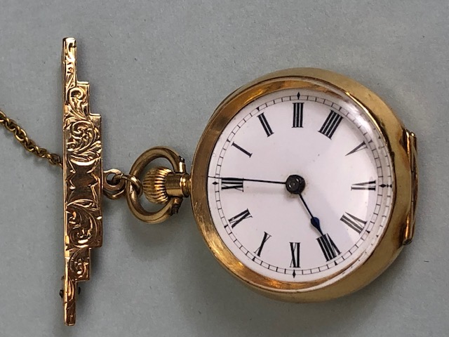18k OMEGA fob watch, cased diameter, 26mm, with a 9ct gold suspension brooch total weight approx - Image 10 of 11
