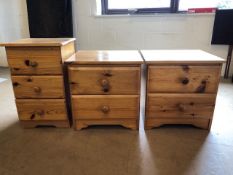 Three pine bedside tables