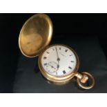 9ct rolled gold full hunter pocket watch late 19th/early 20thC. Inside case serial number 262467,