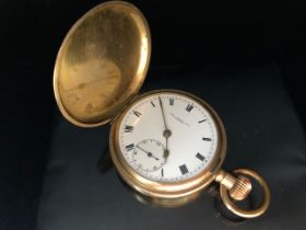 9ct rolled gold full hunter pocket watch late 19th/early 20thC. Inside case serial number 262467,