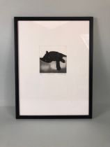 Susie Penny signed print 19/175 entitled "Pillow Talk" Black and white cat, framed