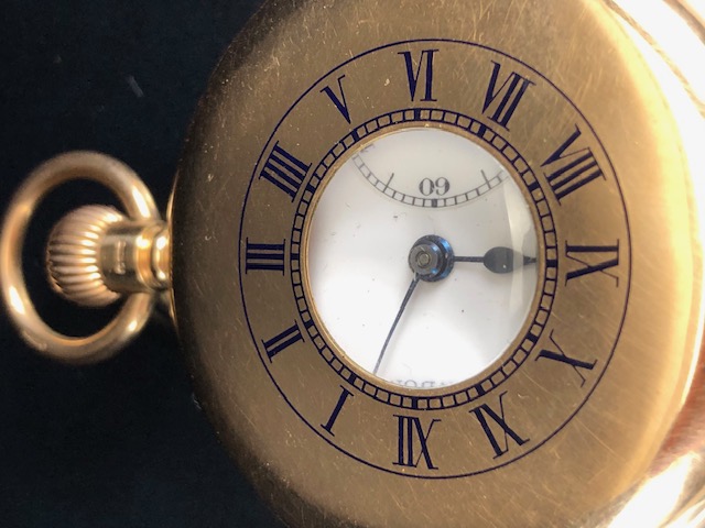 9CT GOLD J W BENSON of London HALF HUNTER POCKET WATCH, Roman Numerals, Subsidiary dial at 6 o' - Image 6 of 6