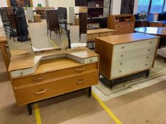 Chest of four drawers and matching dressing table, each with gold stamp G-Plan makers marks