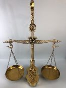 Vintage Scales, set of reproduction brass Chemist balance scales, in an early 18th century design,