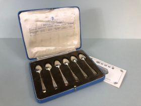 Boxed set of Jubilee Hallmarked Silver spoons (6) for Edinburgh 1935 by maker Romney "R&B" with
