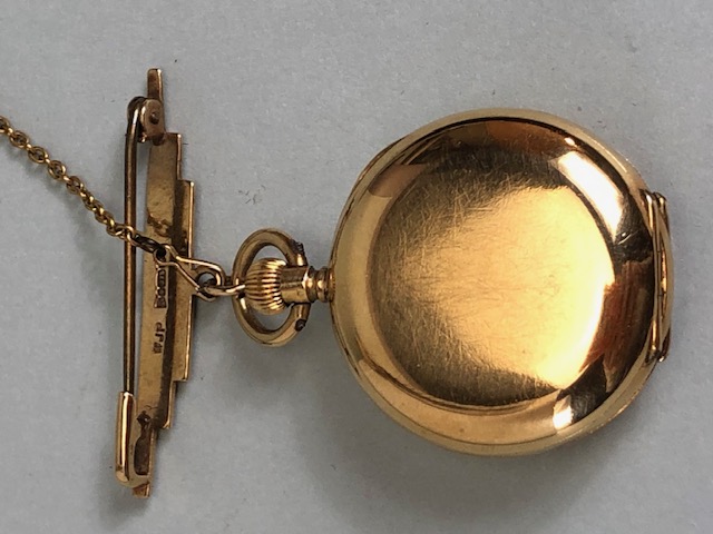 18k OMEGA fob watch, cased diameter, 26mm, with a 9ct gold suspension brooch total weight approx - Image 11 of 11