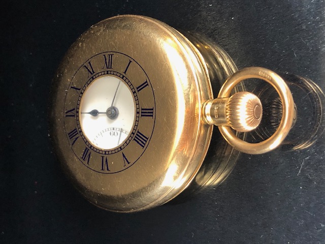 9CT GOLD J W BENSON of London HALF HUNTER POCKET WATCH, Roman Numerals, Subsidiary dial at 6 o' - Image 3 of 6