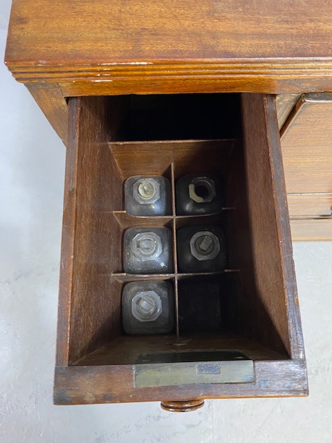 19th Century mahogany campaign style cabinet, possibly medical/apothecary use, three lockable - Image 8 of 14