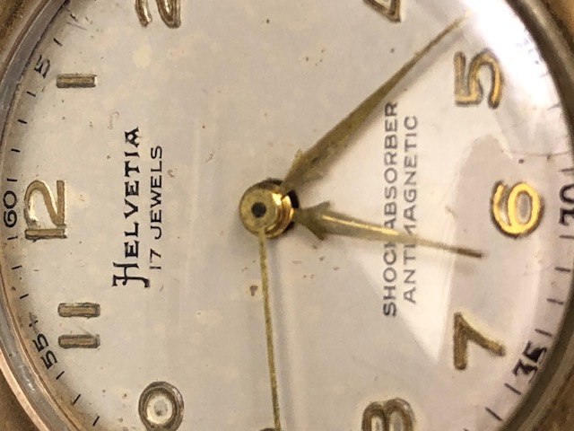 Vintage 9ct gold Helvetia 17 Jewels Swiss watch marked 17 Jewels, Shockabsorber, Antimagnetic ( - Image 5 of 6