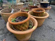 Collection of garden pots to include terracotta, approx ten