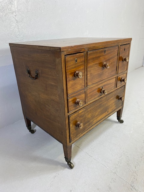 19th Century mahogany campaign style cabinet, possibly medical/apothecary use, three lockable - Image 2 of 14