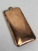 9ct Rose Gold Cigarette case with hinged sprung lid and loop to add to a chain approx 4 x 8.5cm &
