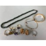 Collection of vintage jewellery to include gold plated bracelet, Art deco style earrings and three