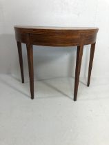 Antique Furniture, Half round folding card table on tapered legs with some inlay approximately 98