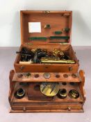 Scientific instruments, 19th century J Swift & Son, London Microscope and lenses in fitted case,