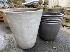 Two large glazed garden planters, the tallest approx 57cm