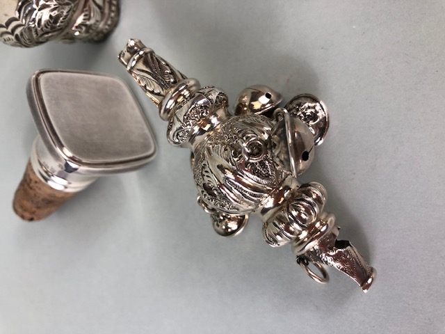 Collection of Silver items to include babies Rattle, bottle stopper, Sugar nips, Sugar sifter, - Image 2 of 18