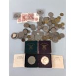 Coin collectors interest, an assortment of mostly British Coins, to include some pre 1947 and some