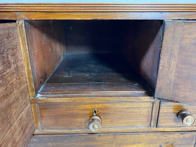 19th Century mahogany campaign style cabinet, possibly medical/apothecary use, three lockable - Image 9 of 14