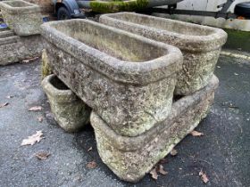 Four rectangular similar garden planters, approx 70cm wide