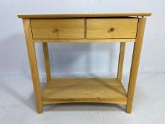 Modern two drawer console table by John Lewis, approx 80cm x 37cm x 78cm