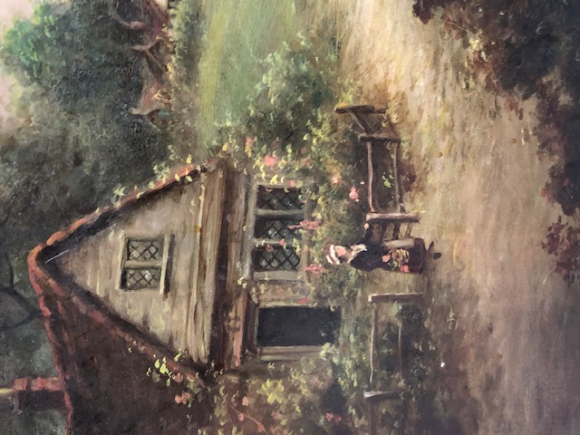 Paintings, Oil painting on Canvas of a country scene depicting a cottage and windmill, signed F T - Image 5 of 6