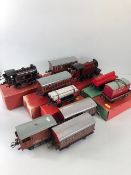 Railway Interest, collection of Hornby Tin plate Clockwork O Gauge Engines and rolling stock to