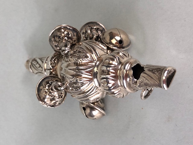 Collection of Silver items to include babies Rattle, bottle stopper, Sugar nips, Sugar sifter, - Image 8 of 18