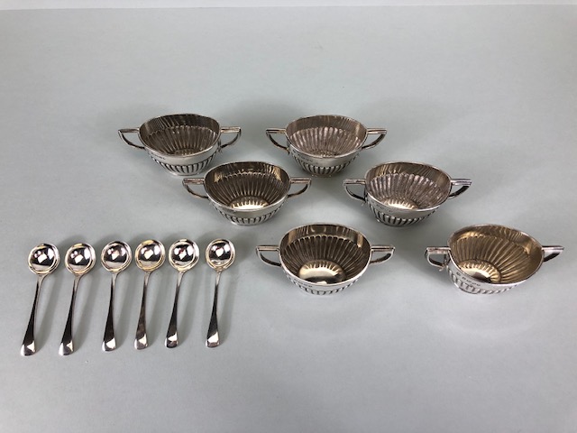 Victorian Silver hallmarked and cased set of Six Salts with Silver spoons Hallmarked for Sheffield - Image 3 of 9