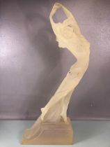 Art Decco, Frosted Composite material figure of a dancing girl in a flowing dress in the Art Decco