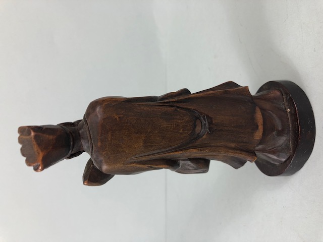 Oriental wooden carvings, to include Two Immortals a seated old man and a pair of children decorated - Image 16 of 21