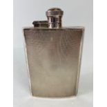 Silver hallmarked Hip flask with engine turned decoration and twist down lid hallmarked for