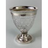 Georgian Glass and silver vase, the glass body on a silver stepped based and surmounted by a