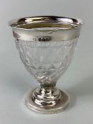 Georgian Glass and silver vase, the glass body on a silver stepped based and surmounted by a