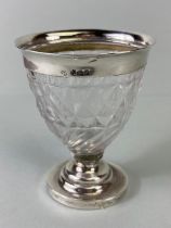 Georgian Glass and silver vase, the glass body on a silver stepped based and surmounted by a