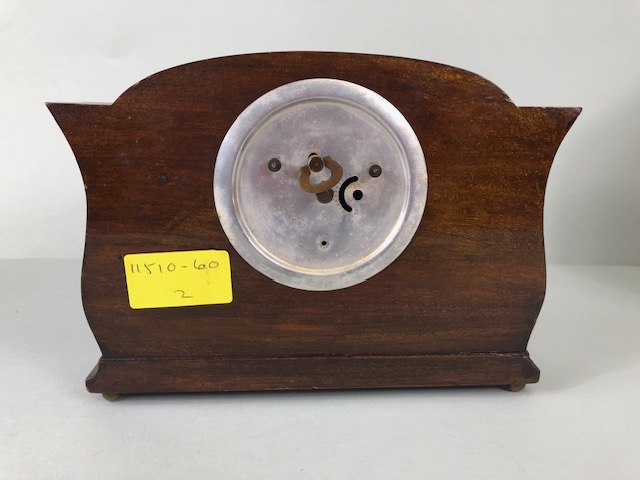 Antique Clocks, Two Edwardian wooden cased mantel clocks, both inlaid with typical marquetery work - Image 4 of 8