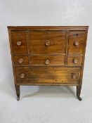 19th Century mahogany campaign style cabinet, possibly medical/apothecary use, three lockable