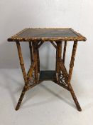 Antique Furniture, early 20th century square bamboo side or occasional table with lacquer work top