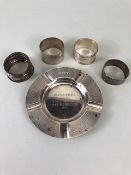 Hallmarked silver items to include four napkin rings (total weight approx 182g)