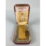 Dunhill, Vintage Gold Plated Dunhill Rollagas Lighter, flip top engraved with initials and a spare