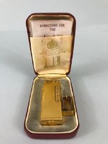 Dunhill, Vintage Gold Plated Dunhill Rollagas Lighter, flip top engraved with initials and a spare