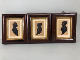 Set of three Victorian Silhouette Miniatures in Frames overall size 17.5 x 14cm