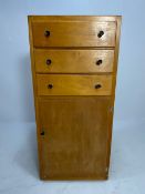 Mid Century style bedroom unit / tall boy, comprising three drawers and cupboard under, approx 115cm