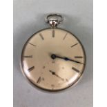 Large open faced pocket watch with subsidiary dial at 6 o'clock the silver cased hallmarked for