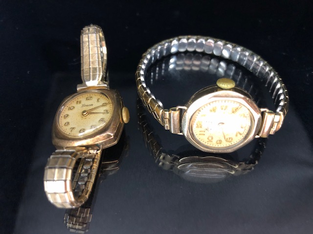 Two vintage 9ct Gold cased cocktail watches by TIMOR & Bentima STAR