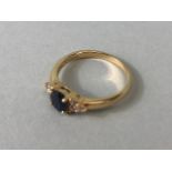14ct yellow gold ring size 'L' with certificate set with a Blue Sapphire