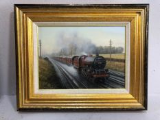 Railway Interest, Framed painting by Gerald Broom, 6103 Royal Scots Fusilier, Up, "Royal Scot"