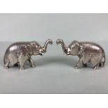 Pair of White metal possibly Indian Silver Elephants each approx 4cm tall and total weight 245g